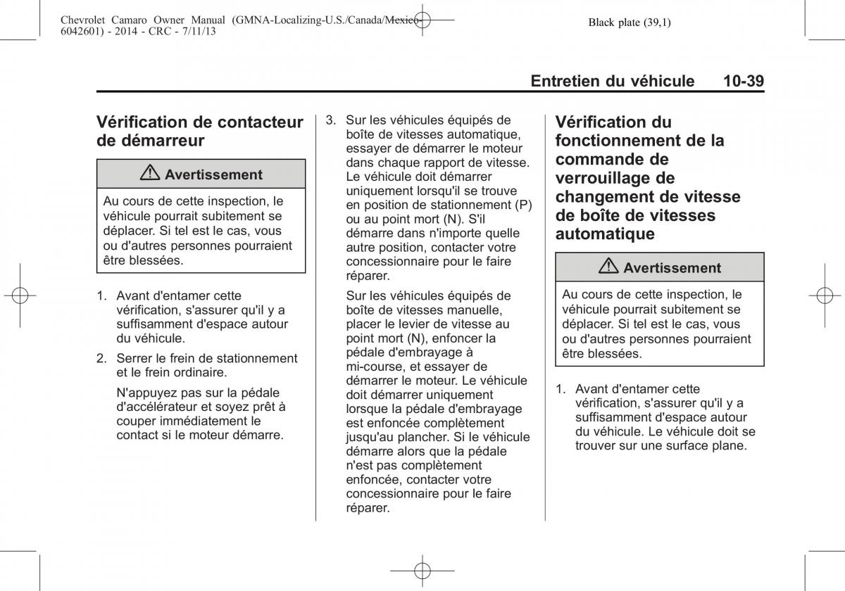 Chevrolet Camaro V 5 manuel du proprietaire / page 335