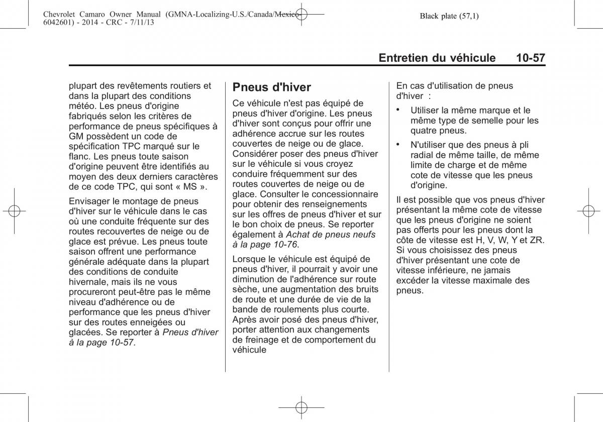 Chevrolet Camaro V 5 manuel du proprietaire / page 353