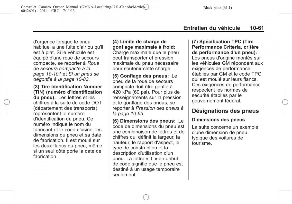 Chevrolet Camaro V 5 manuel du proprietaire / page 357