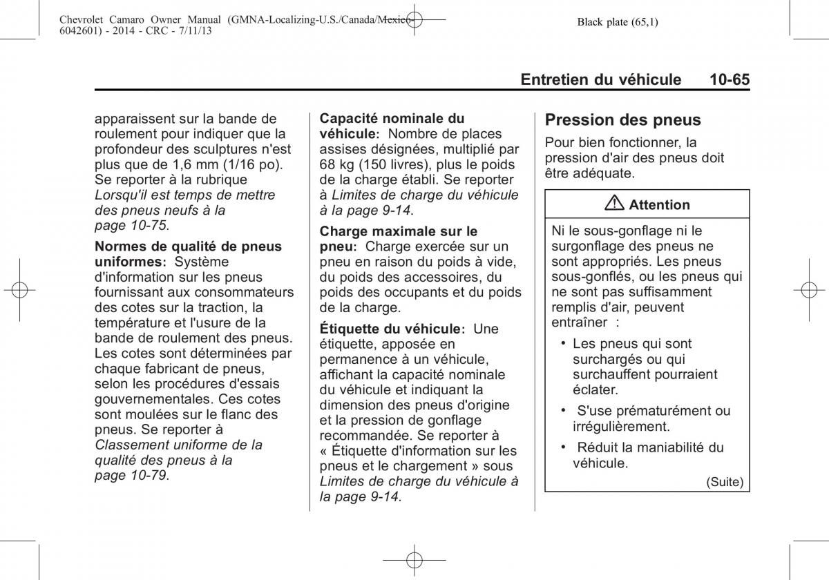 Chevrolet Camaro V 5 manuel du proprietaire / page 361