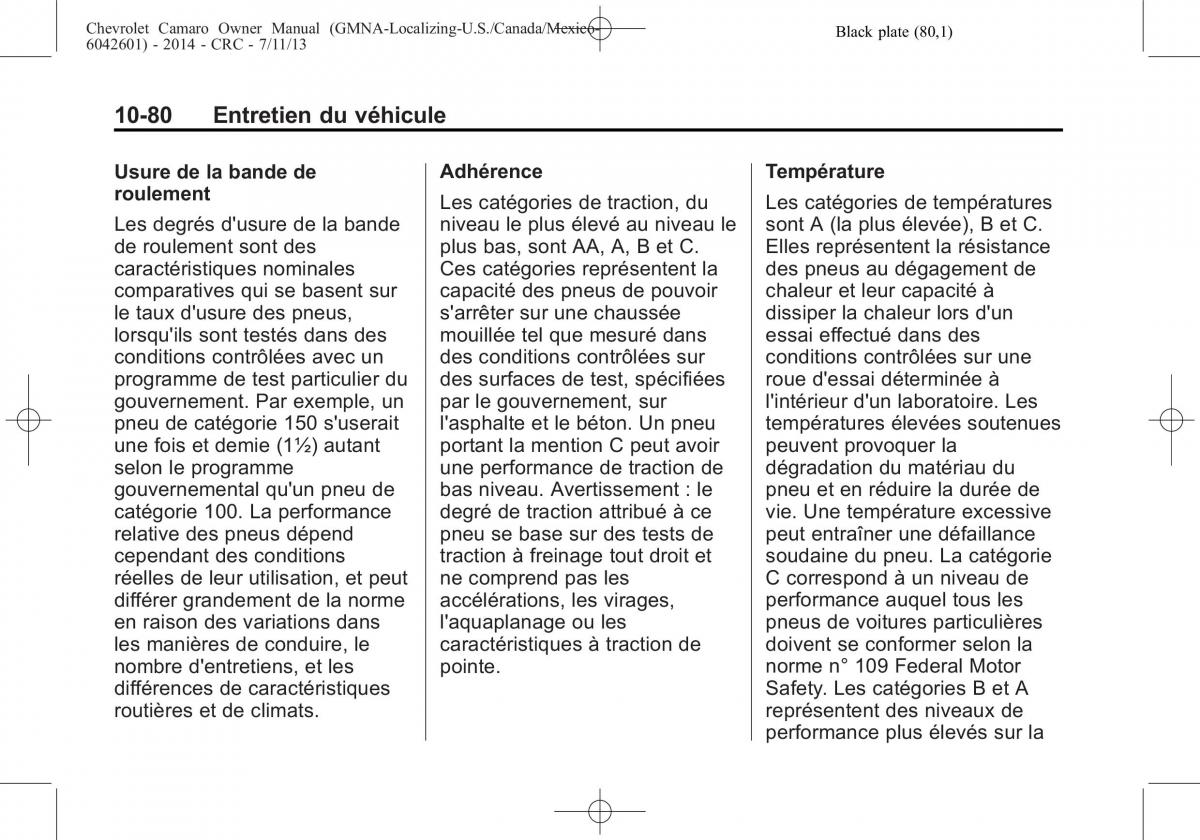 Chevrolet Camaro V 5 manuel du proprietaire / page 376