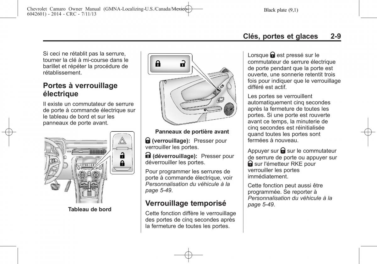 Chevrolet Camaro V 5 manuel du proprietaire / page 39