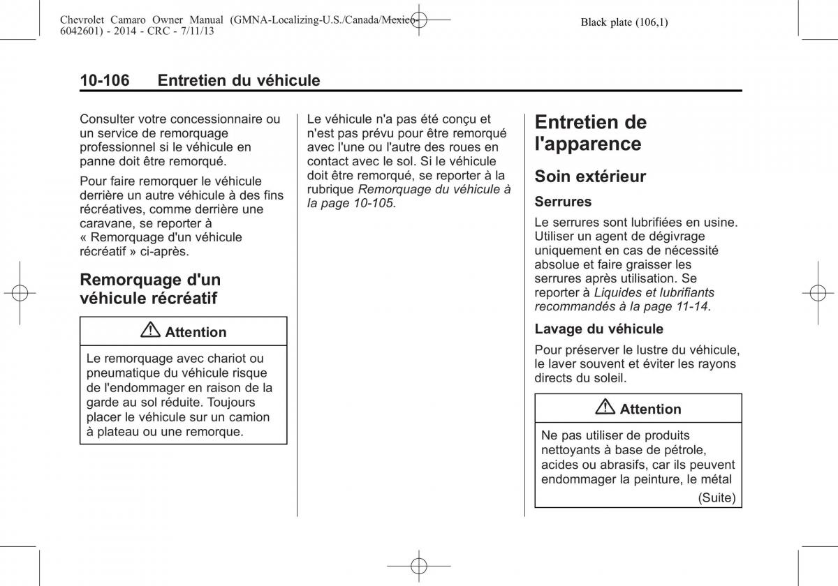 Chevrolet Camaro V 5 manuel du proprietaire / page 402