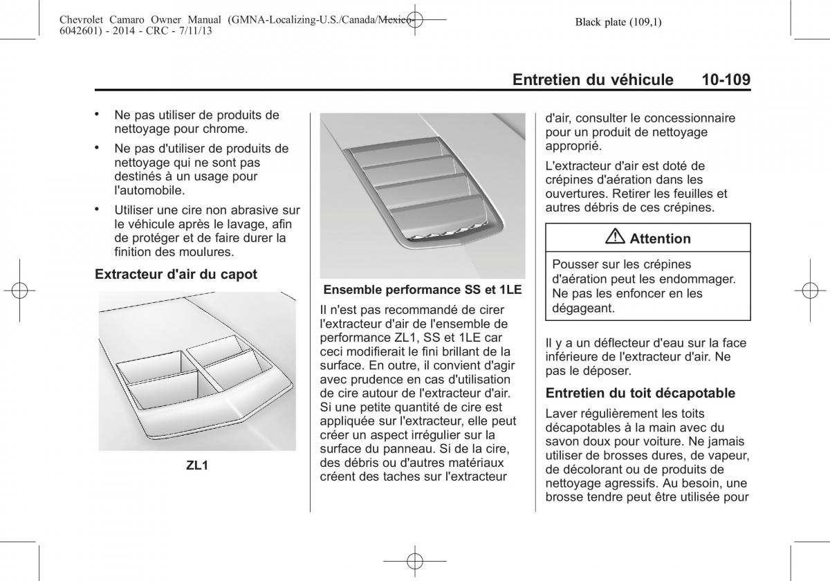 Chevrolet Camaro V 5 manuel du proprietaire / page 405