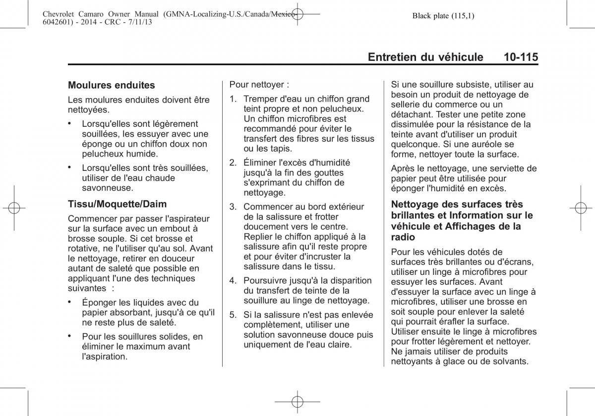 Chevrolet Camaro V 5 manuel du proprietaire / page 411