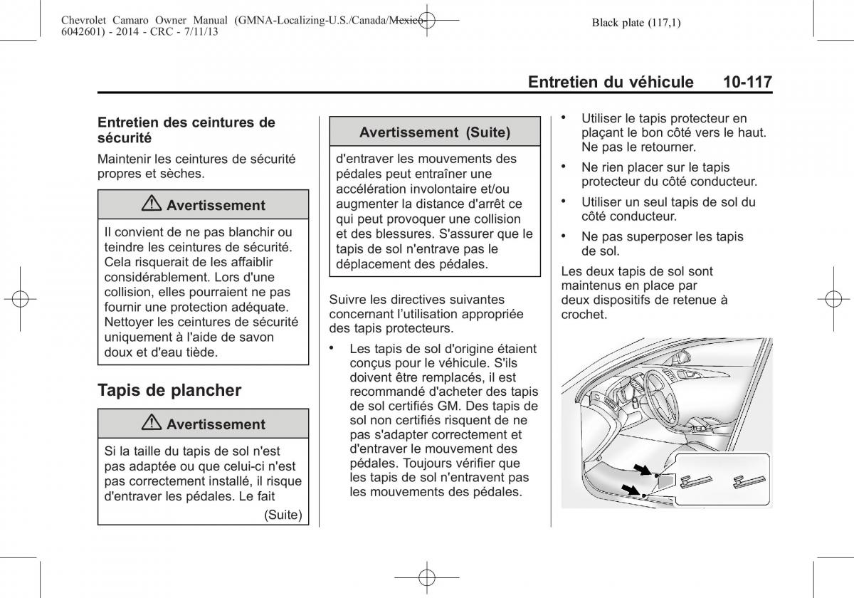 Chevrolet Camaro V 5 manuel du proprietaire / page 413