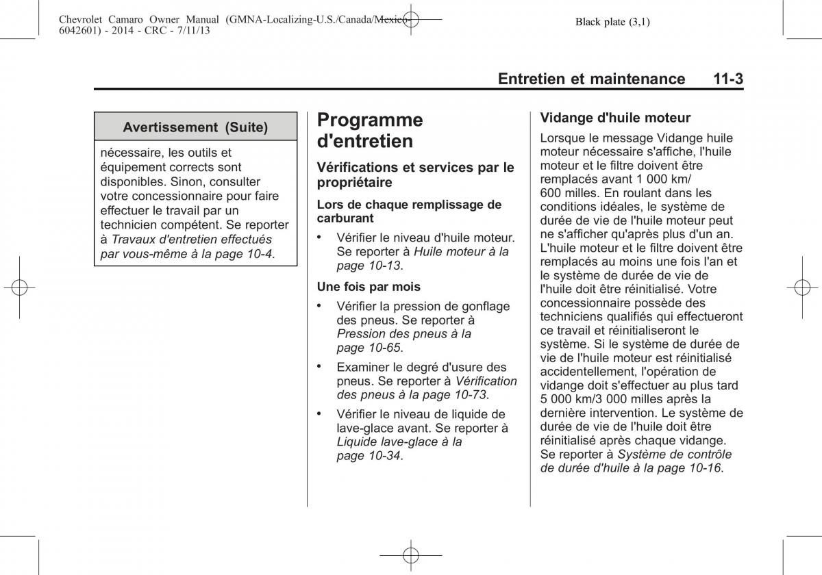 Chevrolet Camaro V 5 manuel du proprietaire / page 417