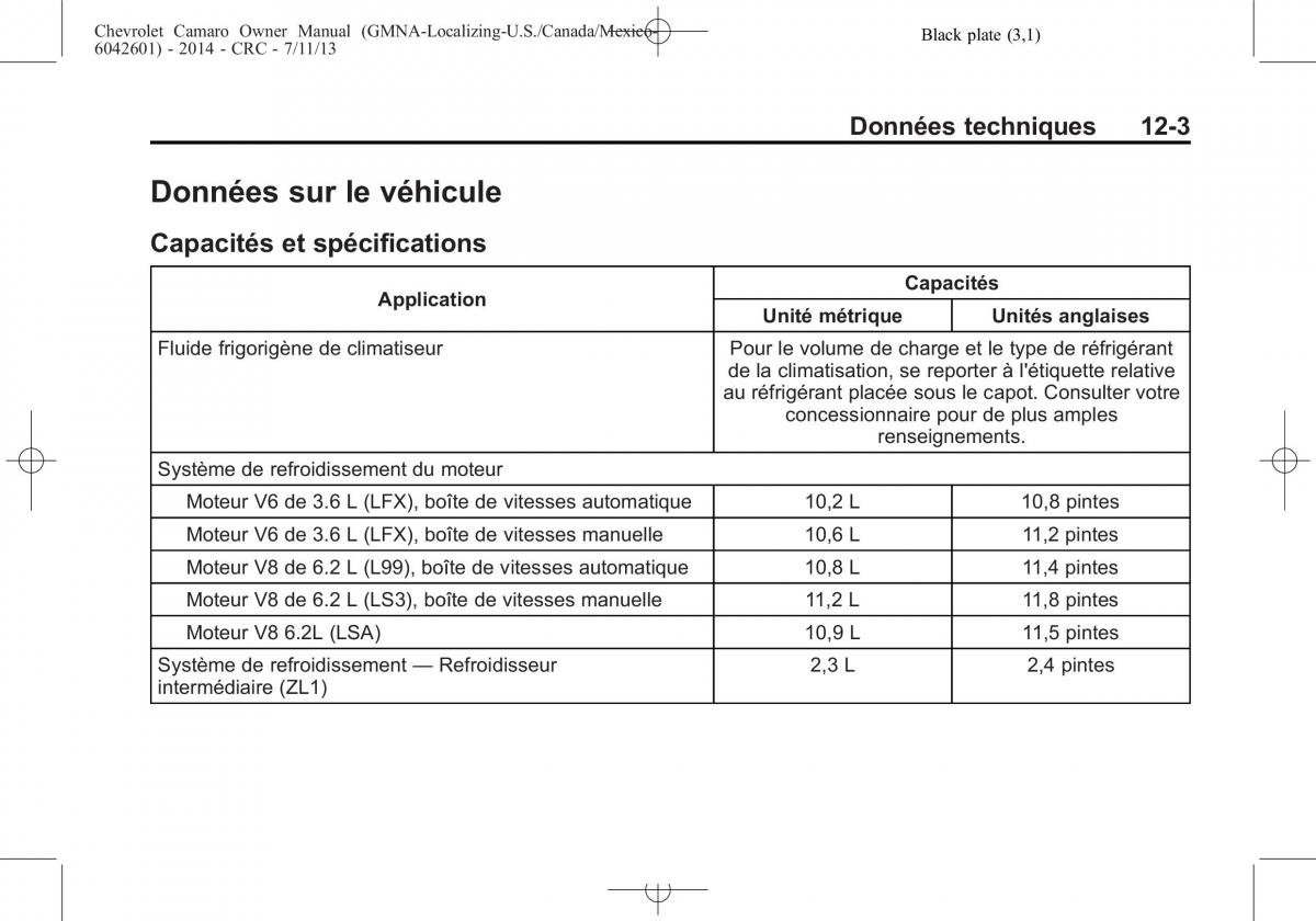 Chevrolet Camaro V 5 manuel du proprietaire / page 437