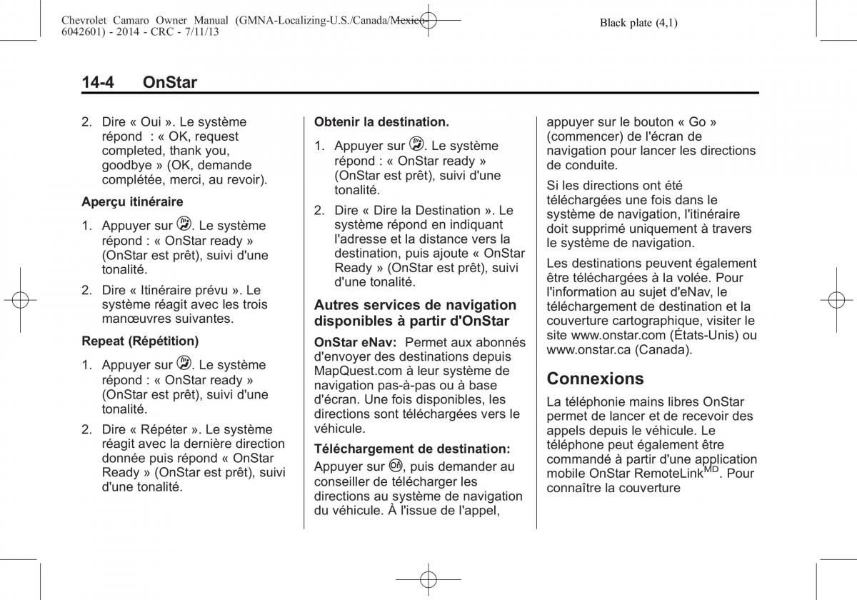 Chevrolet Camaro V 5 manuel du proprietaire / page 464