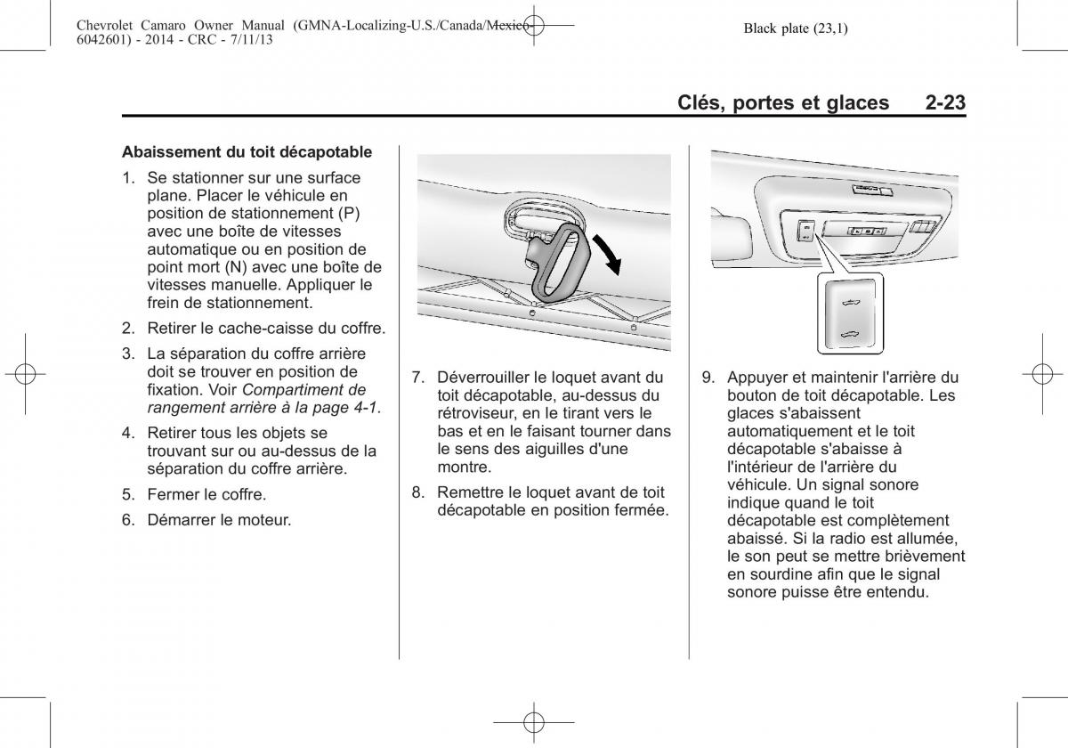 Chevrolet Camaro V 5 manuel du proprietaire / page 53