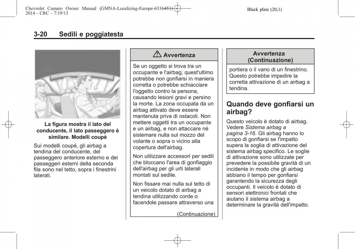 Chevrolet Camaro V 5 manuale del proprietario / page 68