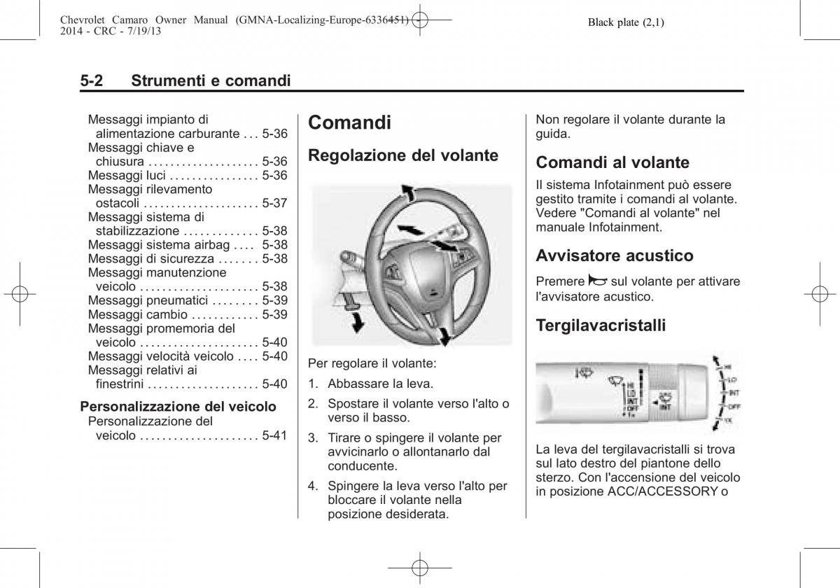 Chevrolet Camaro V 5 manuale del proprietario / page 106