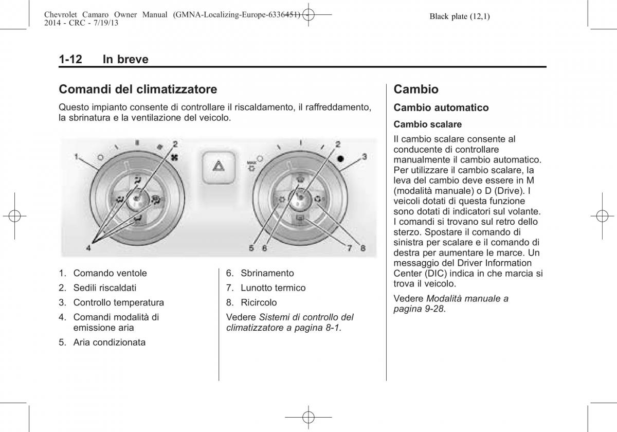 Chevrolet Camaro V 5 manuale del proprietario / page 16