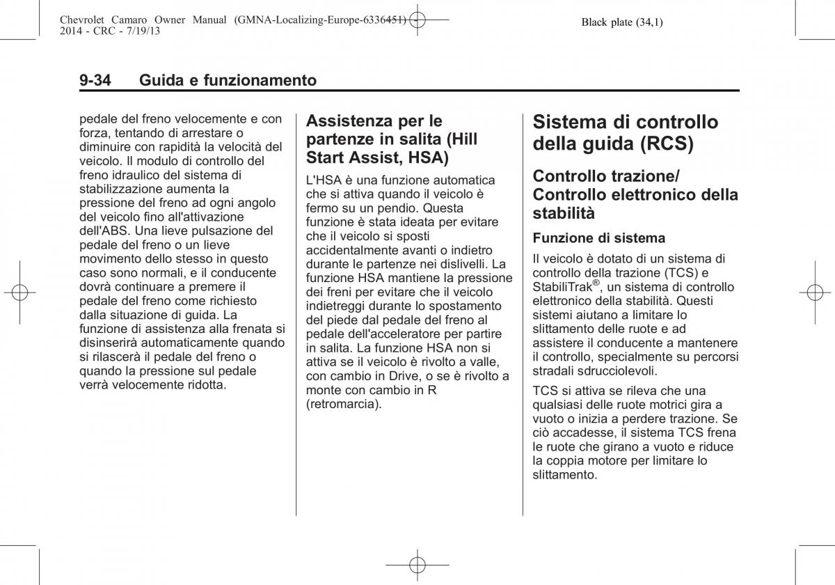 Chevrolet Camaro V 5 manuale del proprietario / page 196