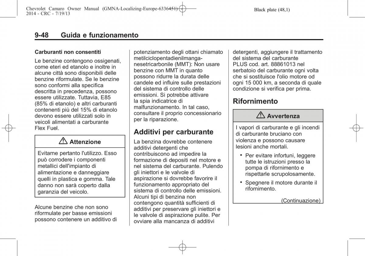 Chevrolet Camaro V 5 manuale del proprietario / page 210