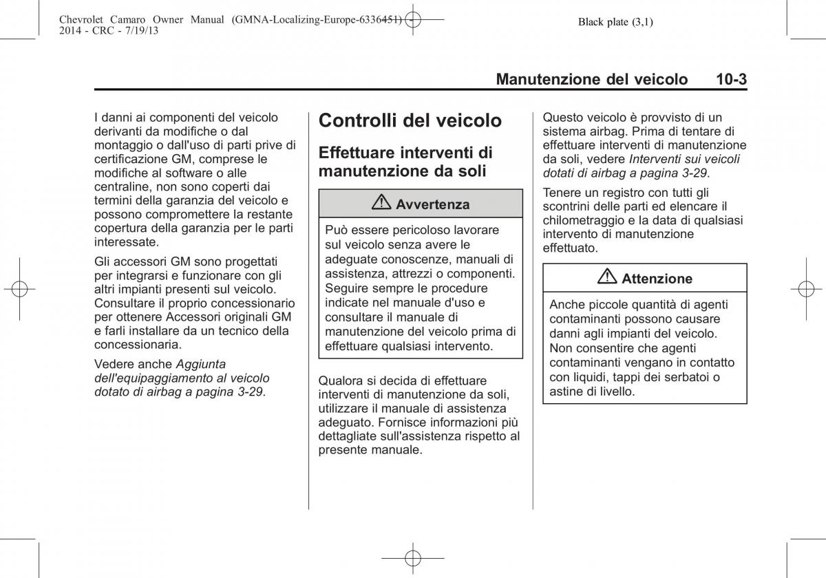 Chevrolet Camaro V 5 manuale del proprietario / page 223