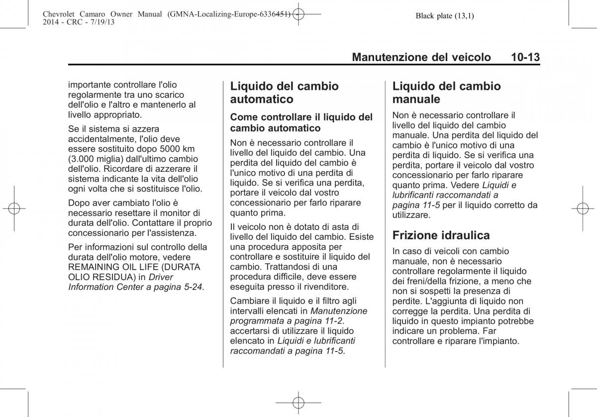 Chevrolet Camaro V 5 manuale del proprietario / page 233