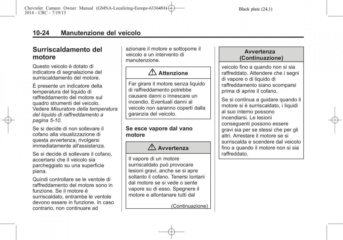 Chevrolet Camaro V 5 manuale del proprietario / page 244