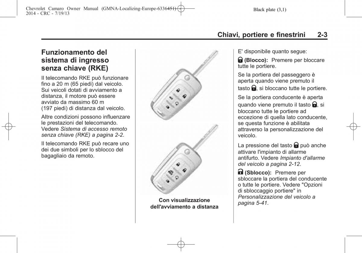 Chevrolet Camaro V 5 manuale del proprietario / page 25