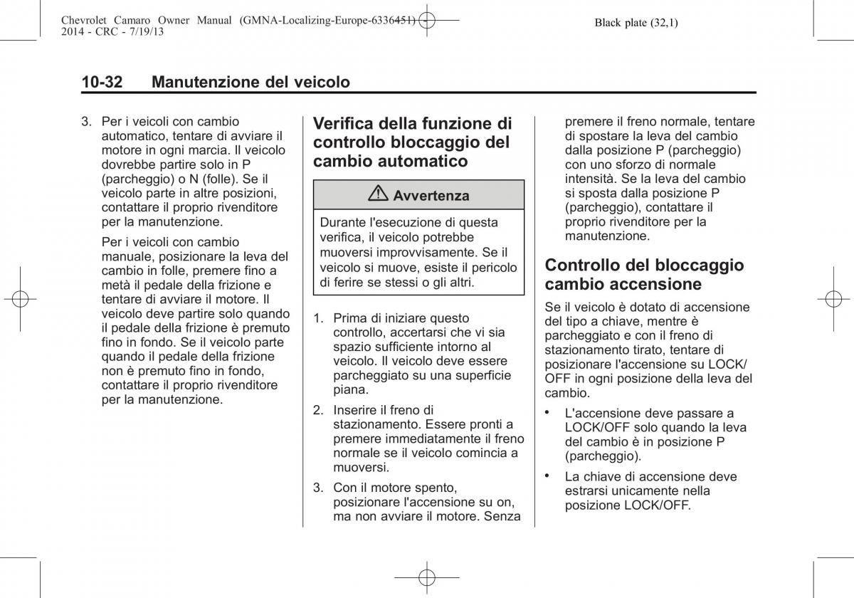 Chevrolet Camaro V 5 manuale del proprietario / page 252