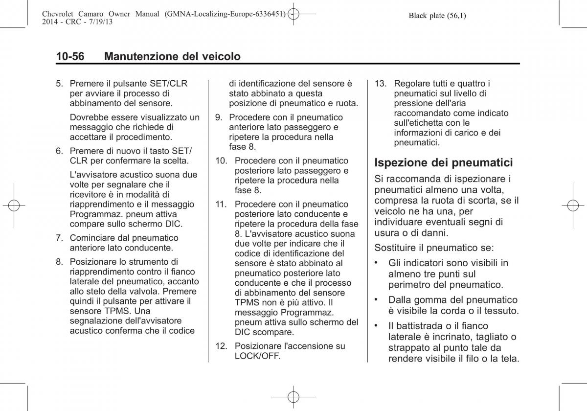 Chevrolet Camaro V 5 manuale del proprietario / page 276