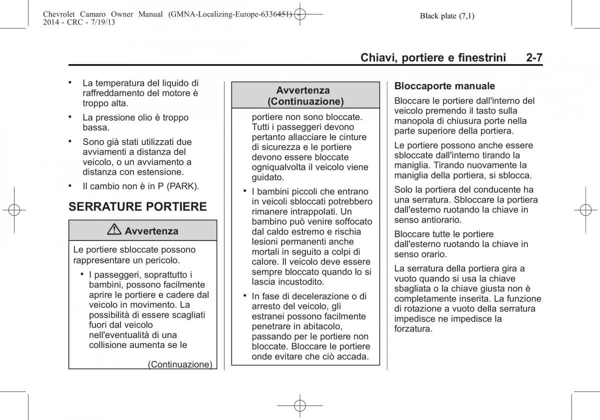 Chevrolet Camaro V 5 manuale del proprietario / page 29