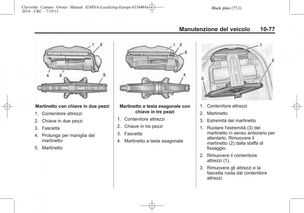 Chevrolet Camaro V 5 manuale del proprietario / page 297