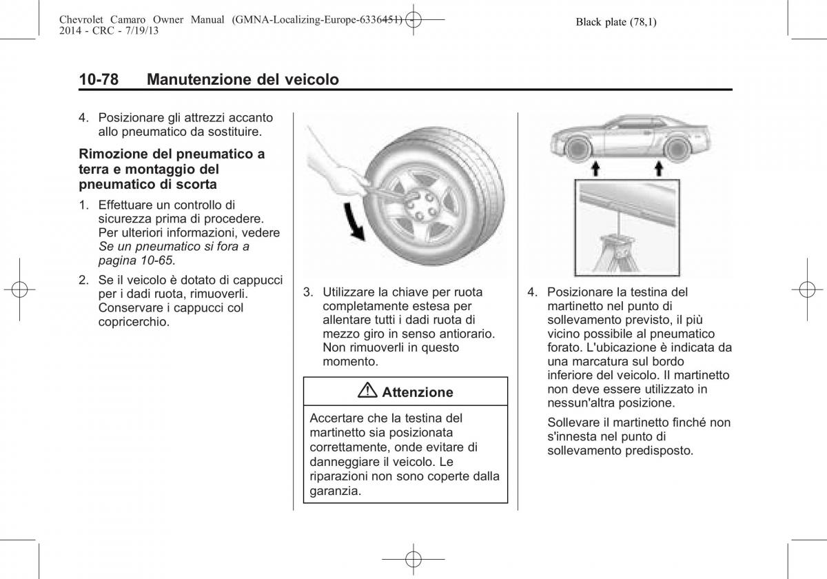 Chevrolet Camaro V 5 manuale del proprietario / page 298