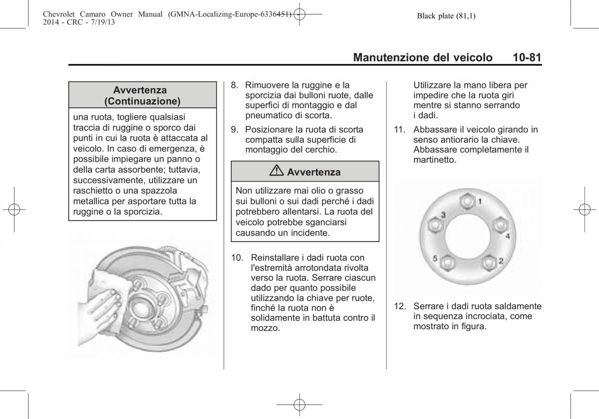 Chevrolet Camaro V 5 manuale del proprietario / page 301