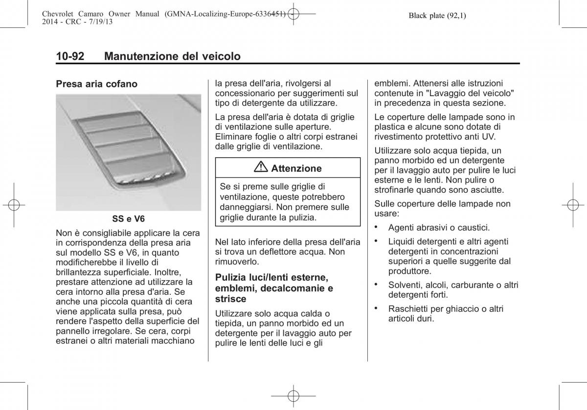 Chevrolet Camaro V 5 manuale del proprietario / page 312