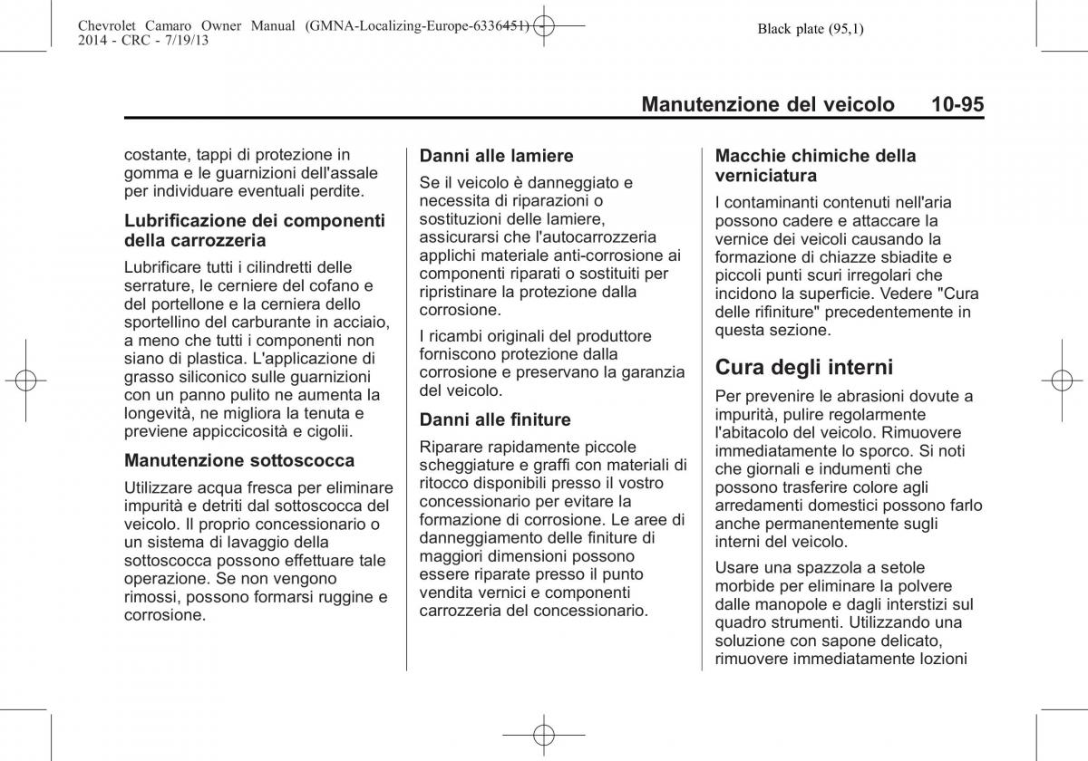 Chevrolet Camaro V 5 manuale del proprietario / page 315