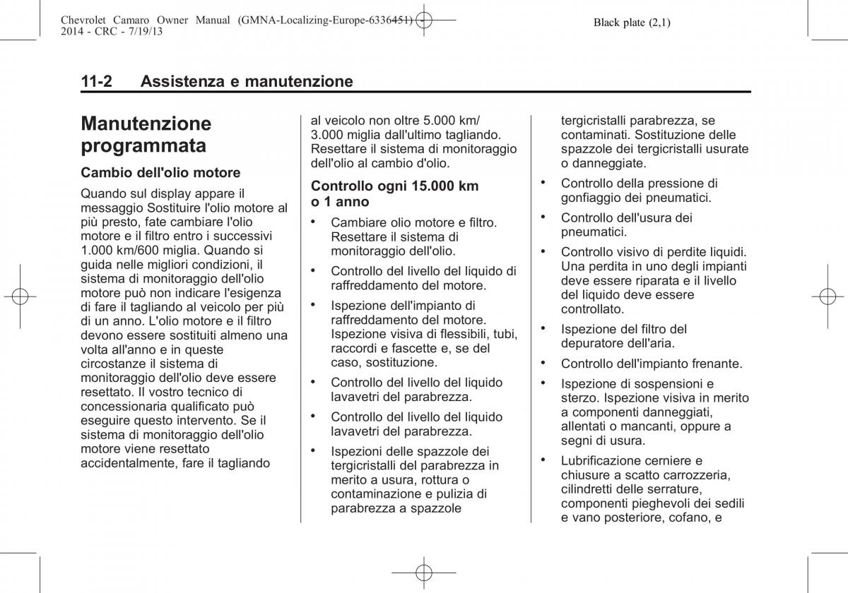 Chevrolet Camaro V 5 manuale del proprietario / page 322