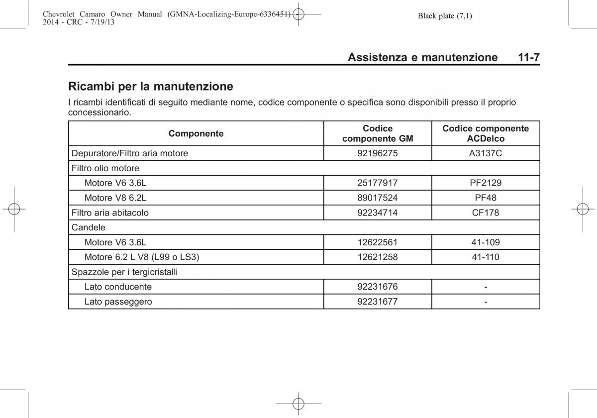 Chevrolet Camaro V 5 manuale del proprietario / page 327