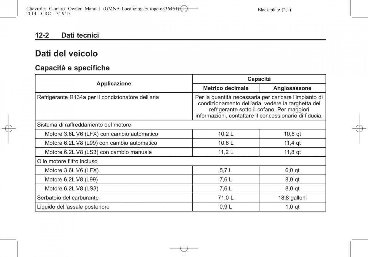 Chevrolet Camaro V 5 manuale del proprietario / page 330