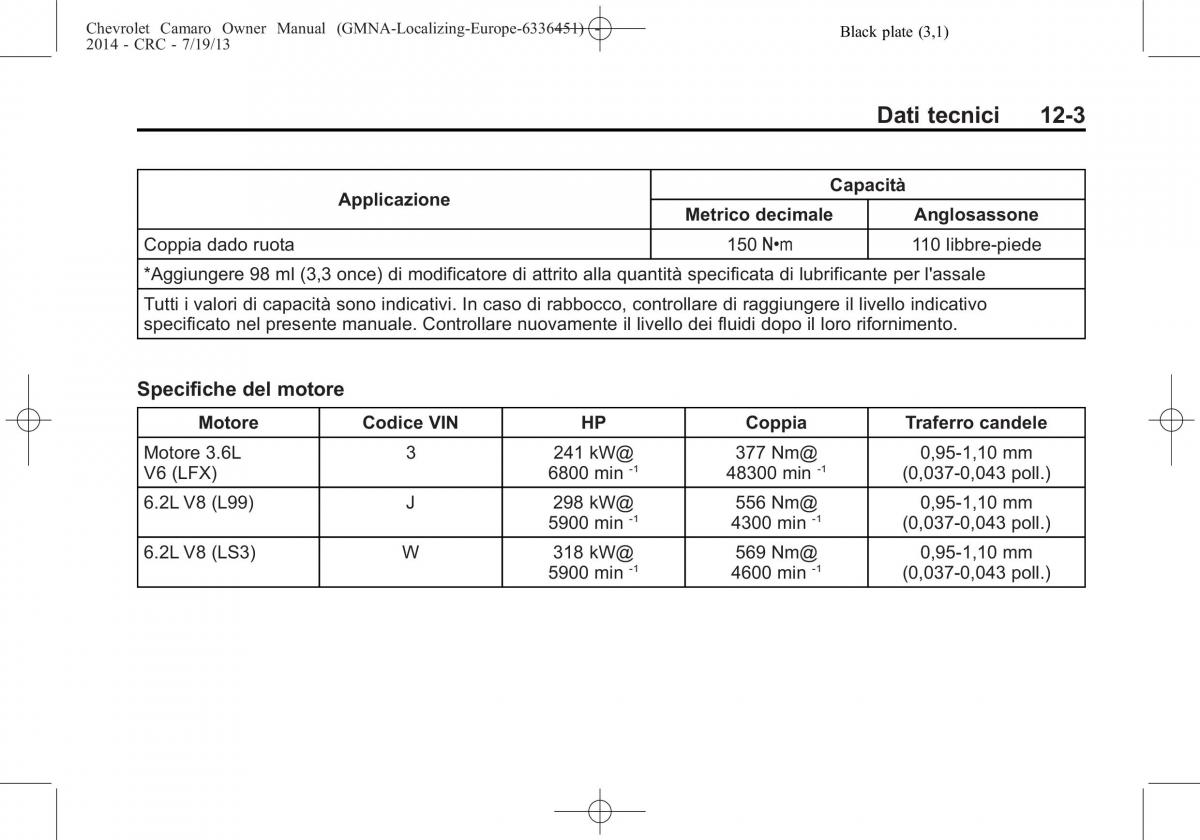 Chevrolet Camaro V 5 manuale del proprietario / page 331