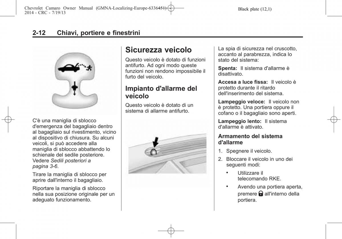 Chevrolet Camaro V 5 manuale del proprietario / page 34