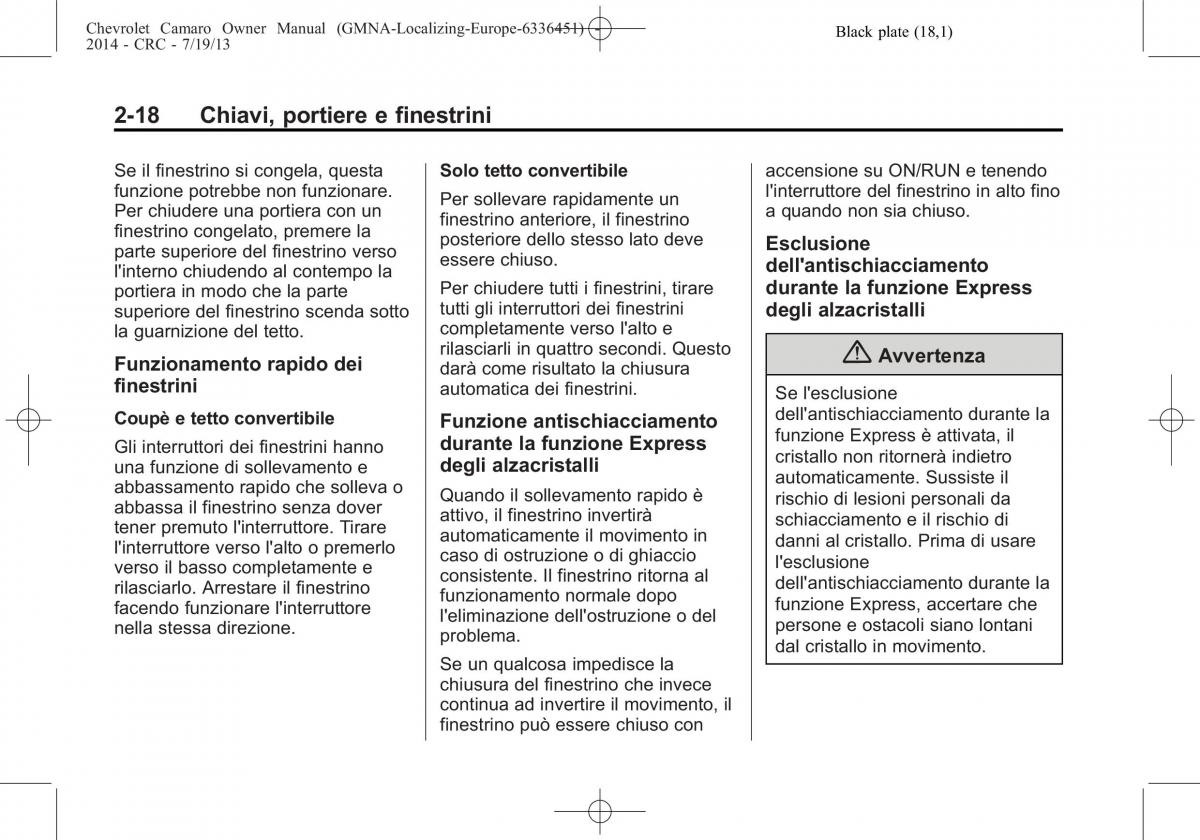 Chevrolet Camaro V 5 manuale del proprietario / page 40