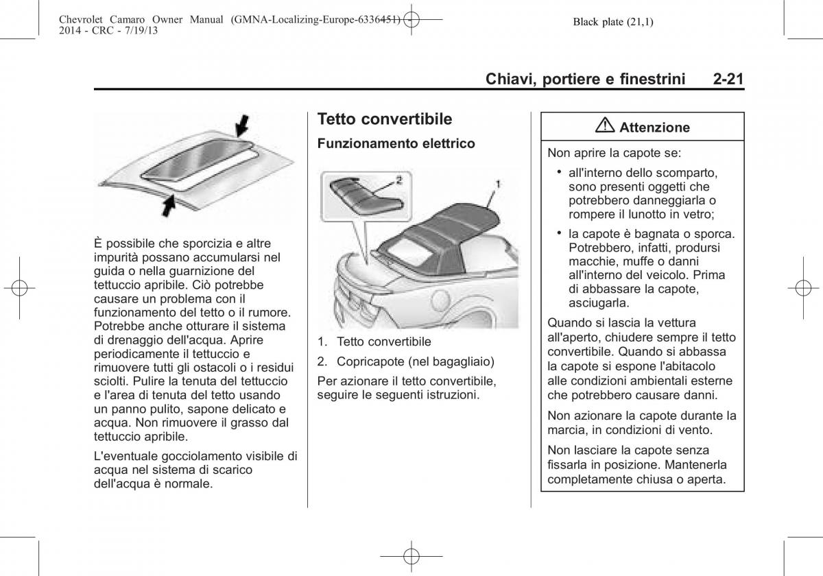 Chevrolet Camaro V 5 manuale del proprietario / page 43