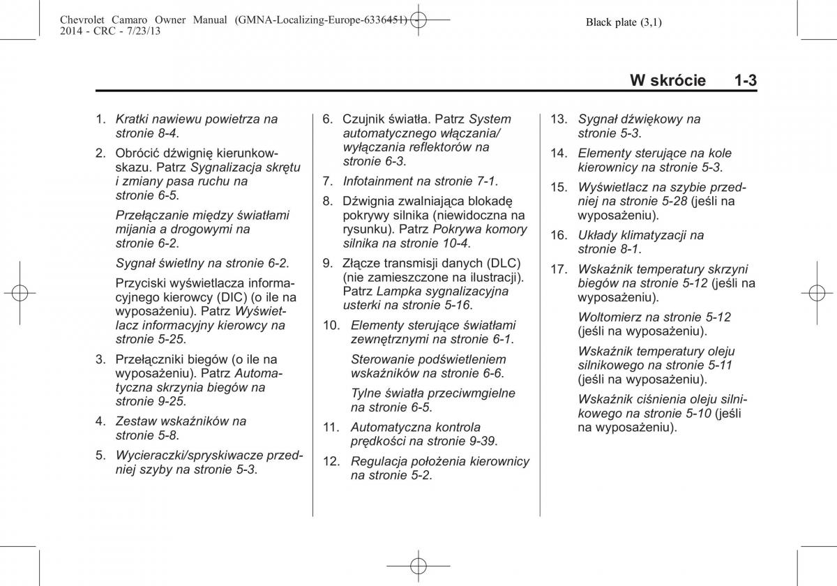 Chevrolet Camaro V 5 instrukcja obslugi / page 9
