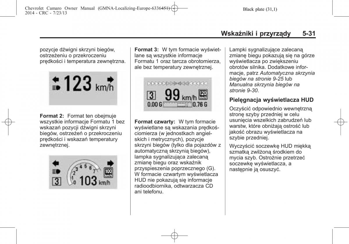 Chevrolet Camaro V 5 instrukcja obslugi / page 141