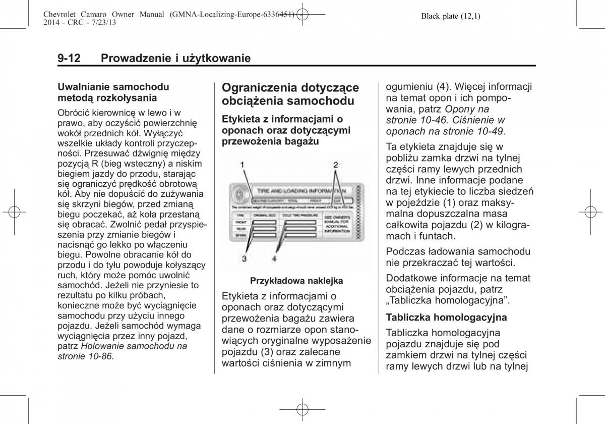 Chevrolet Camaro V 5 instrukcja obslugi / page 182