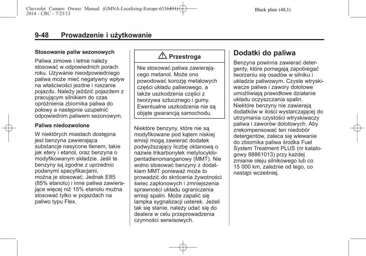 Chevrolet Camaro V 5 instrukcja obslugi / page 218