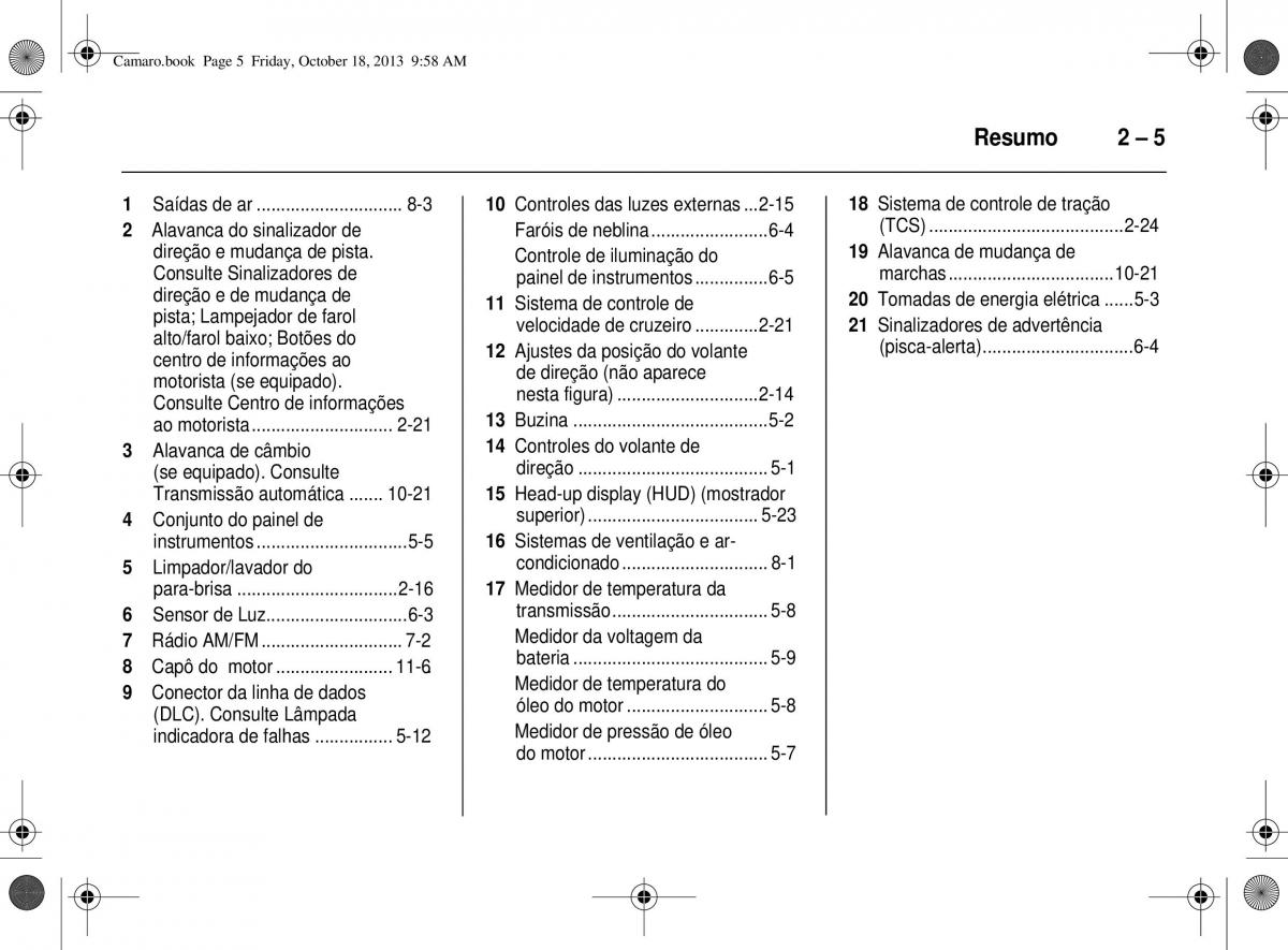 Chevrolet Camaro V 5 manual del propietario / page 13