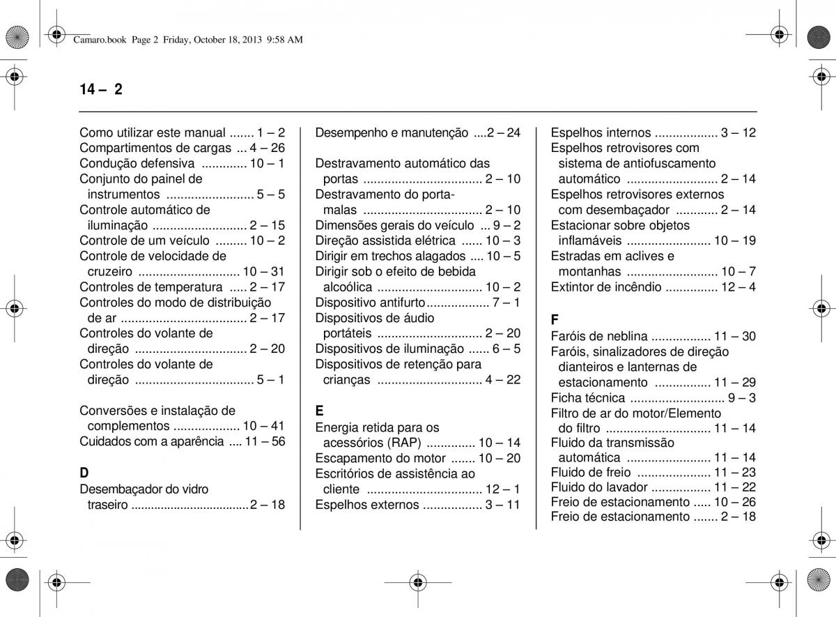 Chevrolet Camaro V 5 manual del propietario / page 264