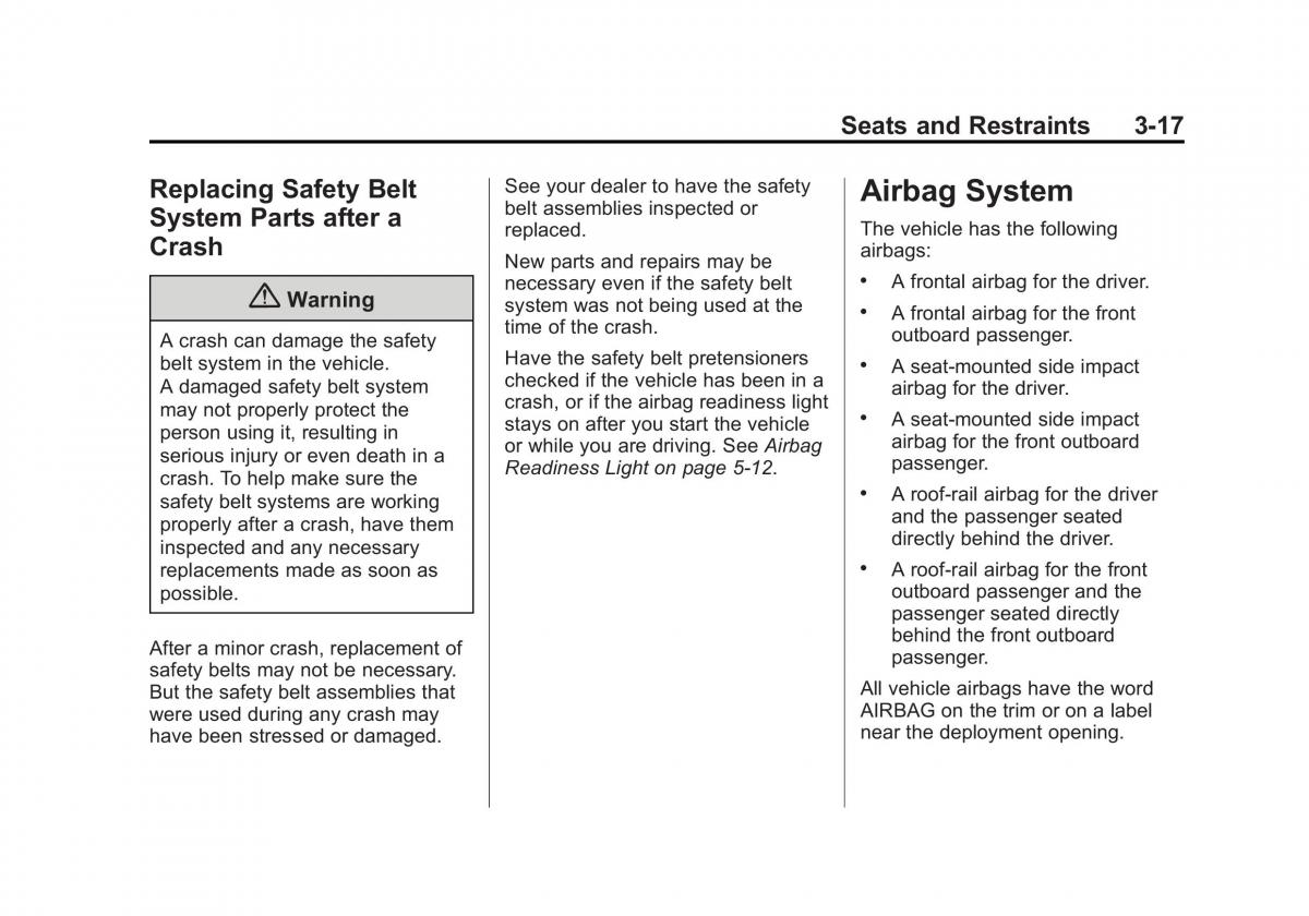 Chevrolet Captiva owners manual / page 61