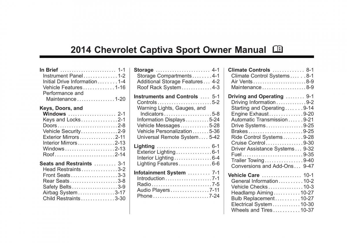 Chevrolet Captiva owners manual / page 1