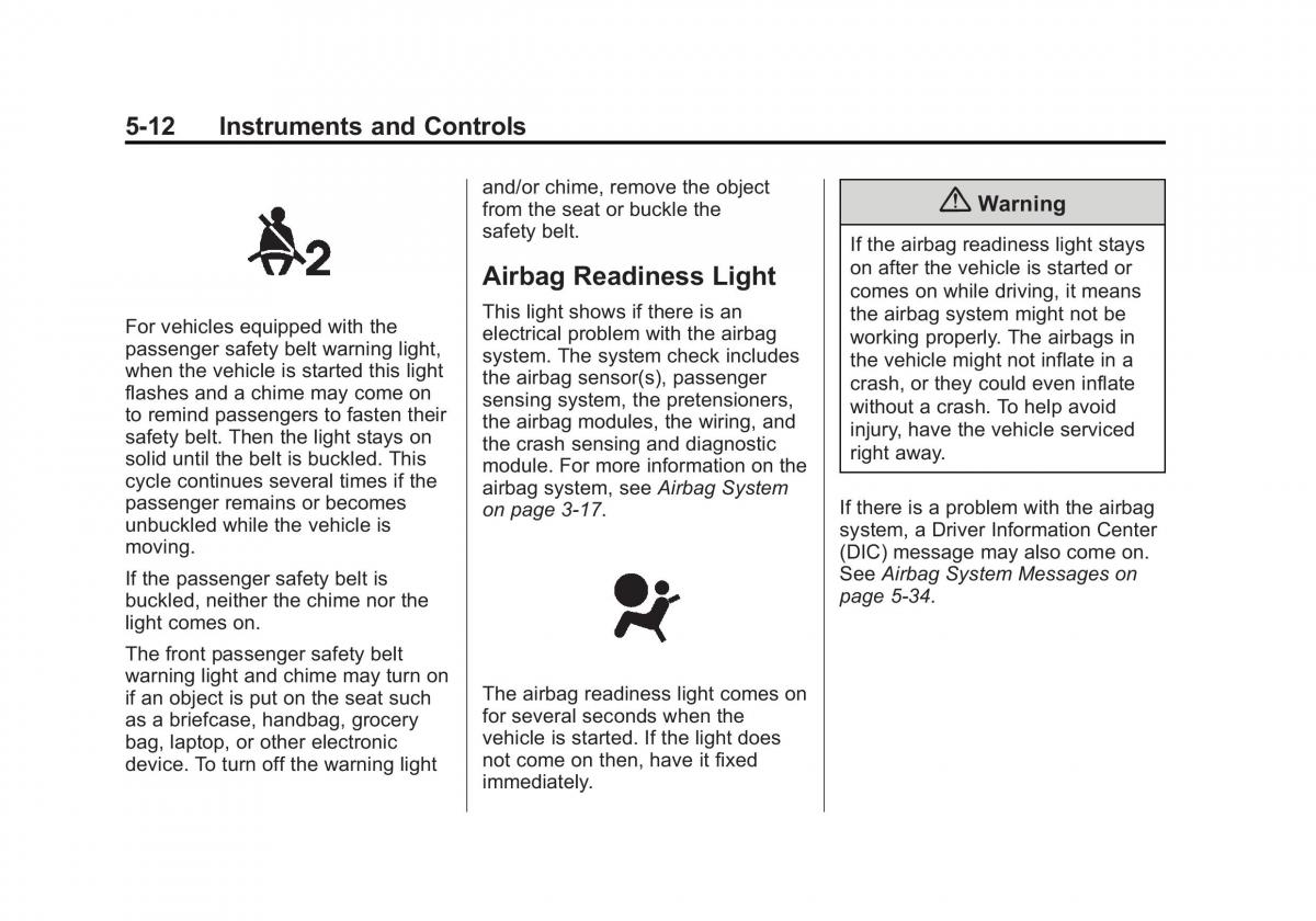 Chevrolet Captiva owners manual / page 110