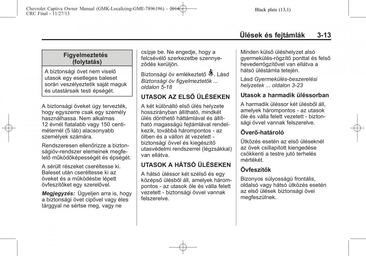 Chevrolet Captiva Kezelesi utmutato / page 55