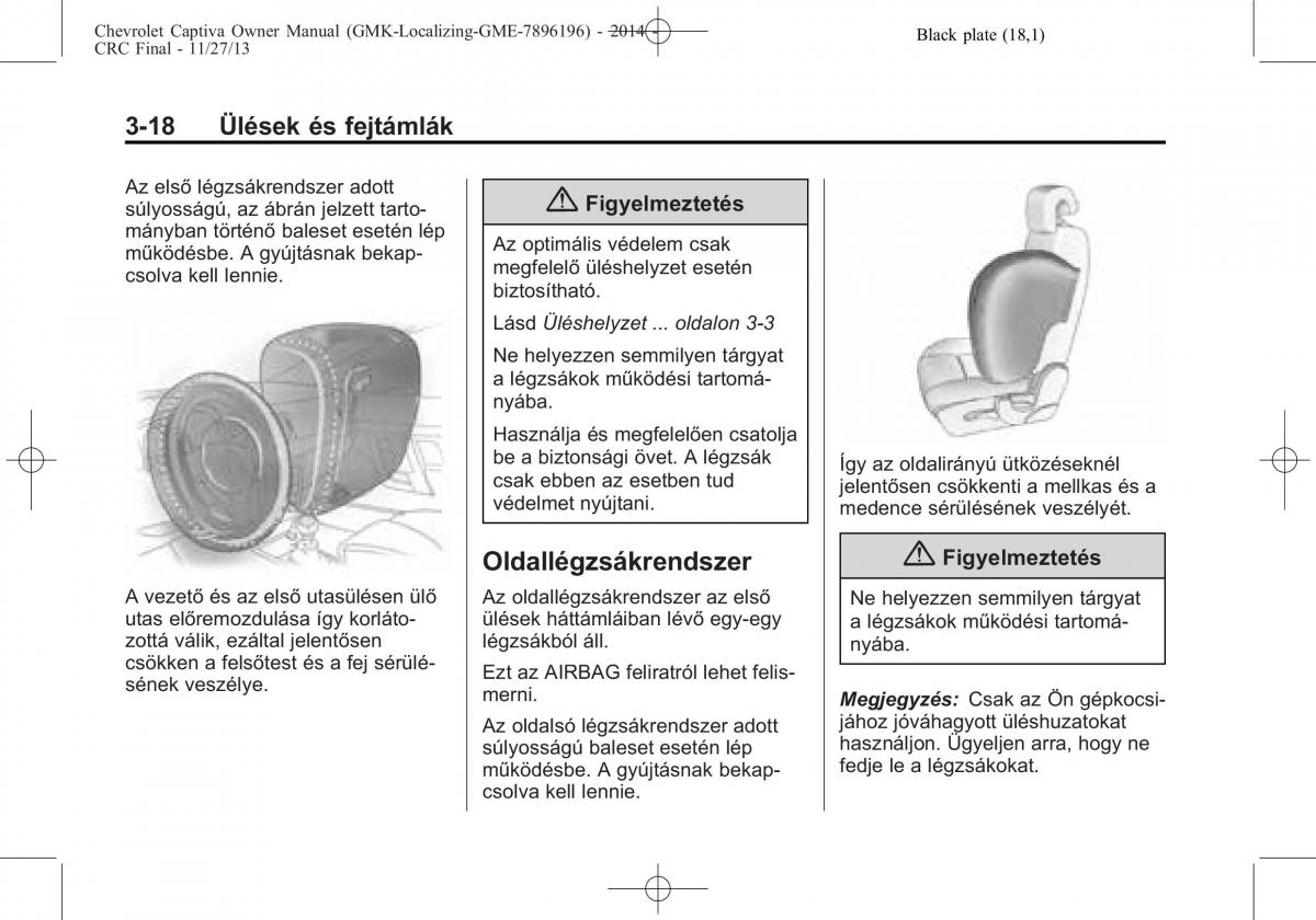 Chevrolet Captiva Kezelesi utmutato / page 60