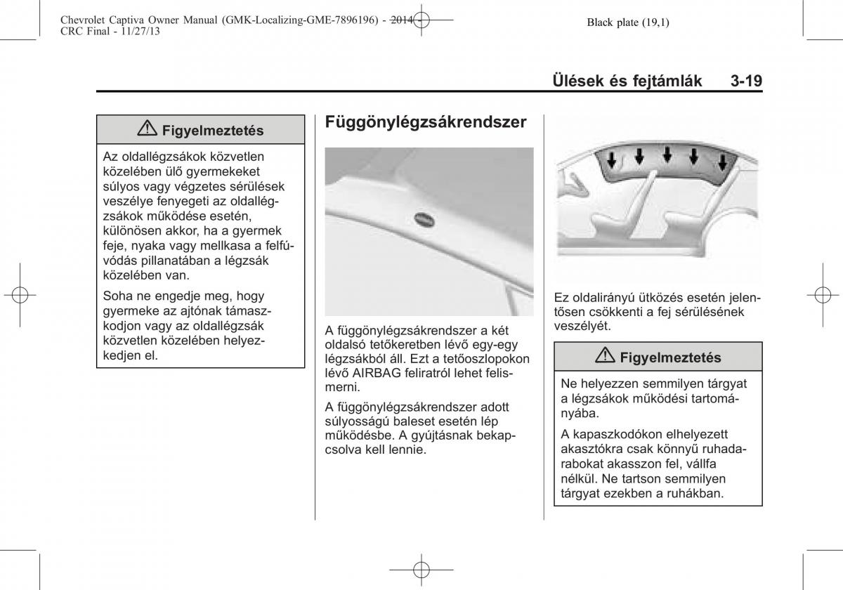 Chevrolet Captiva Kezelesi utmutato / page 61